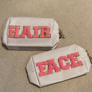 Hair and Face 2Pcs Pink Cosmetic Pouch Set